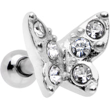 将图片加载到图库查看器，16G Clear Gem Silver Tone Butterfly Tragus Cartilage Earring
