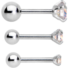 Load image into Gallery viewer, 18G 5/16 Aurora CZ Gem Tragus Cartilage Earring 3 Pack Set
