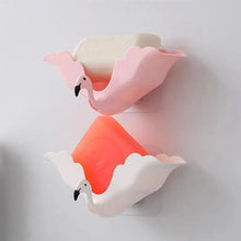将图片加载到图库查看器，Flamingo Soap Dish Keep Soap Dry Clean Shower Soap Saver Tray Plastic Adhesive Drain Sponge Holder Bathroom Tool Soap Dish with Drains Soap Holder with Hooks Easy Dry SoapTray Easy Cleaning Soap Saver Extend Soap Life Powerful Adhesive No Drilling
