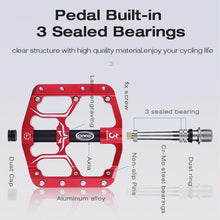 将图片加载到图库查看器，Flat Bike Pedals Road 3 Sealed Bearings Bicycle Pedals Mountain Bike Pedals Wide Platform Accessories Mountain Bike Pedals Pedals Bicycle Flat Pedals Aluminum Sealed Bearing Lightweight Platform For Road Mountain
