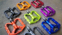将图片加载到图库查看器，Flat Foot Ultralight Mountain Bike Pedals CNC Aluminum Alloy Sealed 3 Bearing Anti-slip Bicycle Pedals Bicycle Bike Pedals CNC Machined Platform Pedal 3 Sealed Bearings Bicycle Pedal For Adult And Youth With Non-Slip
