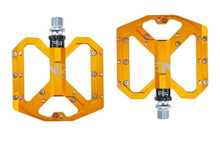 将图片加载到图库查看器，Flat Foot Ultralight Mountain Bike Pedals CNC Aluminum Alloy Sealed 3 Bearing Anti-slip Bicycle Pedals Bicycle Bike Pedals CNC Machined Platform Pedal 3 Sealed Bearings Bicycle Pedal For Adult And Youth With Non-Slip

