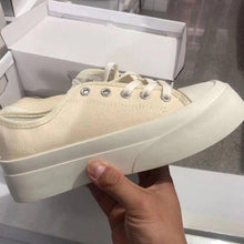 Load image into Gallery viewer, Flat White Sneakers Women's Sports Shoes Platform Vintage Casual Footwear Round Tennis  Athletic Canvas Trainers White Sneakers Low Top Canvas Sneakers
