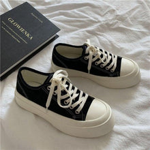 Load image into Gallery viewer, Flat White Sneakers Women's Sports Shoes Platform Vintage Casual Footwear Round Tennis  Athletic Canvas Trainers White Sneakers Low Top Canvas Sneakers
