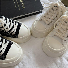 Load image into Gallery viewer, Flat White Sneakers Women's Sports Shoes Platform Vintage Casual Footwear Round Tennis  Athletic Canvas Trainers White Sneakers Low Top Canvas Sneakers
