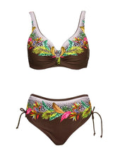将图片加载到图库查看器，Floral High-Waist Bikini Sets Push Up Swimsuit Summer Two Pieces Swimwear Women Plus Size Two 2 Piece Bikini Sets Push Up Swimsuit Separates Tops Bottoms Swimwear Bathing Suit Women Plus Size Bathing Suits
