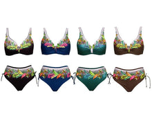 将图片加载到图库查看器，Floral High-Waist Bikini Sets Push Up Swimsuit Summer Two Pieces Swimwear Women Plus Size Two 2 Piece Bikini Sets Push Up Swimsuit Separates Tops Bottoms Swimwear Bathing Suit Women Plus Size Bathing Suits
