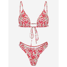Load image into Gallery viewer, Floral Print Bikini String Swimsuit High Cut Bikini Set Bathing Suit Women's Swimsuit Halter Ribbed Polka Dot Tie Dye String Bathing Suit Bikini Set Women Swimwear High Waist Bikinis Beach
