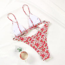 Load image into Gallery viewer, Floral Print Bikini String Swimsuit High Cut Bikini Set Bathing Suit Women's Swimsuit Halter Ribbed Polka Dot Tie Dye String Bathing Suit Bikini Set Women Swimwear High Waist Bikinis Beach
