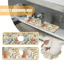 Load image into Gallery viewer, Floral Sink Faucet Absorbent Mat
