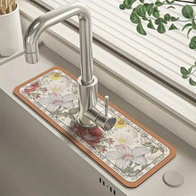 Load image into Gallery viewer, Floral Sink Faucet Absorbent Mat
