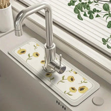Load image into Gallery viewer, Floral Sink Faucet Absorbent Mat
