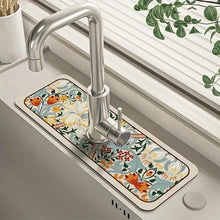Load image into Gallery viewer, Floral Sink Faucet Absorbent Mat
