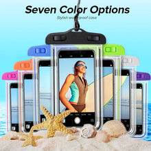 Load image into Gallery viewer, Florescent Universal Waterproof Phone Pouch Case Diving Swimming Bag Luminous Mobile Cover For Phone Sports Beach Pool 6 inch Universal Water Proof Mobile Pouch/Case Cover for Rain Protection &amp; Under Water Swimming Bag Case and Strap

