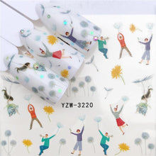Load image into Gallery viewer, Flower Animal Designs Water Transfer Sticker Nail Art Decals Fashion Wraps Tips Manicure Tools Nail Watermark Decals iridescent Decoration Nail Self-Adhesive Decals Nail Stickers Water Transfer Fresh Nail Decals for Nail Art
