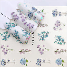 Load image into Gallery viewer, Flower Animal Designs Water Transfer Sticker Nail Art Decals Fashion Wraps Tips Manicure Tools Nail Watermark Decals iridescent Decoration Nail Self-Adhesive Decals Nail Stickers Water Transfer Fresh Nail Decals for Nail Art
