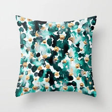 Load image into Gallery viewer, Flower Leaves Pattern Throw Pillow Case Teal Blue Cushion Covers Modern Teal Throw Pillow Covers Ocean Bohemia Decorative Couch Pillow Cases Sea Cotton Linen Decorative Pillowcases
