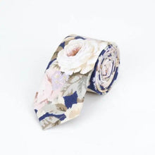 将图片加载到图库查看器，Flower Theme Cotton Slim Men Necktie Casual Business Design Skinny Necktie Floral Print Party Necktie For Men
