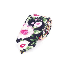 将图片加载到图库查看器，Flower Theme Cotton Slim Men Necktie Casual Business Design Skinny Necktie Floral Print Party Necktie For Men
