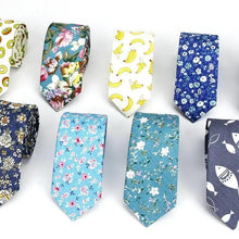 将图片加载到图库查看器，Flower Theme Cotton Slim Men Necktie Casual Business Design Skinny Necktie Floral Print Party Necktie For Men
