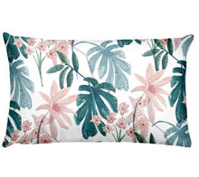 将图片加载到图库查看器，Flowers Birds Green Plants Printed Waist Pillowcase Home Pillow Decoration Tropical Green Texture Exotic Flower Cotton Linen Outdoor Pillow Cases Sofa Bed Throw Pillow 50x30CM
