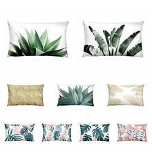 将图片加载到图库查看器，Flowers Birds Green Plants Printed Waist Pillowcase Home Pillow Decoration Tropical Green Texture Exotic Flower Cotton Linen Outdoor Pillow Cases Sofa Bed Throw Pillow 50x30CM
