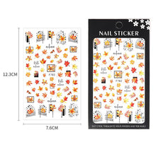 Load image into Gallery viewer, Flowers Leaves Line 3D Nail Stickers Autumn Winter Fall Leaf Design Transfer Sliders Abstract Waves Nail Art Decals Manicures  Decal Self-Adhesive 3D Wave Design Decoration for Women Girls Tape Nail Art Stickers Decal Decoration
