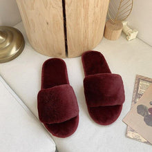 将图片加载到图库查看器，Fluffy Slippers Women Cozy Faux Fur Cross Indoor Floor Slides Flat Soft Furry Shoes Fluffy Furry Fur Slippers Flip Flop Open Toe Cozy House Memory Foam Sandals Slides Soft Flat Comfy Slippers
