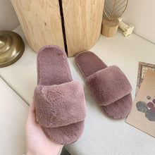 将图片加载到图库查看器，Fluffy Slippers Women Cozy Faux Fur Cross Indoor Floor Slides Flat Soft Furry Shoes Fluffy Furry Fur Slippers Flip Flop Open Toe Cozy House Memory Foam Sandals Slides Soft Flat Comfy Slippers

