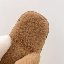将图片加载到图库查看器，Fluffy Slippers Women Cozy Faux Fur Cross Indoor Floor Slides Flat Soft Furry Shoes Fluffy Furry Fur Slippers Flip Flop Open Toe Cozy House Memory Foam Sandals Slides Soft Flat Comfy Slippers

