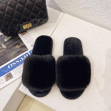 将图片加载到图库查看器，Fluffy Slippers Women Cozy Faux Fur Cross Indoor Floor Slides Flat Soft Furry Shoes Fluffy Furry Fur Slippers Flip Flop Open Toe Cozy House Memory Foam Sandals Slides Soft Flat Comfy Slippers
