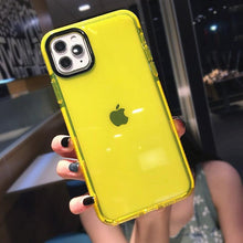 Load image into Gallery viewer, Fluorescent Color Shockproof Phone Case For iPhone 13 Pro Max 12 Mini 11 Transparent Soft Silicone Cover Transparent Case Glow In Dark Phone Case Luxury Square Case Cover For iPhone

