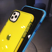Load image into Gallery viewer, Fluorescent Color Shockproof Phone Case For iPhone 13 Pro Max 12 Mini 11 Transparent Soft Silicone Cover Transparent Case Glow In Dark Phone Case Luxury Square Case Cover For iPhone
