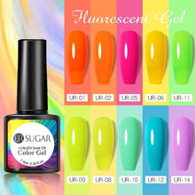 Load image into Gallery viewer, Fluorescent Gel Nail Polish Yellow Green High Quality Colors UV Strong Matte Effect Luxury Design For Girls and Women
