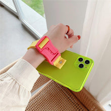 Load image into Gallery viewer, Fluorescent Sports Smartphone Case Bright Color Silicone Simple Soft Protective Cover Mobile Strap Wrist Crossbody Phone Case For iPhone 13 12 11 Pro XR XS Max X 8 7 Plus SE2 Strap Soft Silicon Phone Cover
