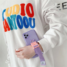 Load image into Gallery viewer, Fluorescent Sports Smartphone Case Bright Color Silicone Simple Soft Protective Cover Mobile Strap Wrist Crossbody Phone Case For iPhone 13 12 11 Pro XR XS Max X 8 7 Plus SE2 Strap Soft Silicon Phone Cover
