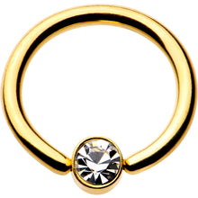 Load image into Gallery viewer, 16G 5/16 Clear Gem 3mm Disc Gold IP BCR Captive Ring
