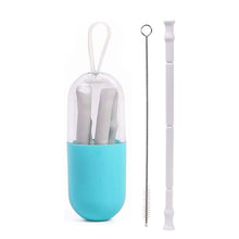 将图片加载到图库查看器，Foldable and Reusable Silicone Drinking Straw with Case
