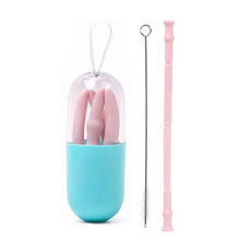 将图片加载到图库查看器，Foldable and Reusable Silicone Drinking Straw with Case
