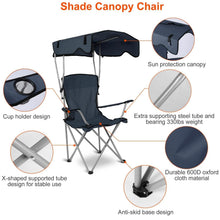 Load image into Gallery viewer, Foldable Beach Canopy Chair Sun Protection with Cup Holder
