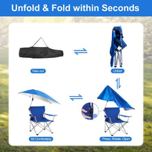 Load image into Gallery viewer, Foldable Beach Chair with Detachable Armrest Adjustable Canopy Stool with Cup Holder
