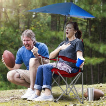 Load image into Gallery viewer, Foldable Beach Chair with Detachable Armrest Adjustable Canopy Stool with Cup Holder
