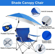 Load image into Gallery viewer, Foldable Beach Chair with Detachable Armrest Adjustable Canopy Stool with Cup Holder
