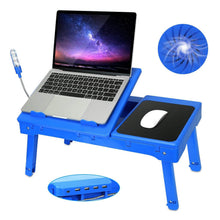 将图片加载到图库查看器，Foldable Laptop Table Bed Notebook Desk with Cooling Fan Mouse Board

