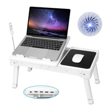 将图片加载到图库查看器，Foldable Laptop Table Bed Notebook Desk with Cooling Fan Mouse Board
