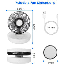 Load image into Gallery viewer, Foldable Rechargeable LED Desk Fan Wall Mounted with Magnetic Remote
