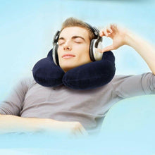 Load image into Gallery viewer, Foldable U-shaped Neck Support Pillow Inflatable Cushion Memory Foam Travel Pillow Neck Super Soft Pillows Air Plane Inflatable Neck Pillow Travel Pillow Ultralight Air Pillow with Comfortable Headrest Neck Support for Car
