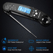 将图片加载到图库查看器，Food Kitchen Thermometer For Barbecue Grill Thermometer Waterproof Instant Read Meat Thermometer Waterproof Ultra Fast Digital Cooking Thermometer With Backlight &amp; Calibration Food Thermometer For Kitchen BBQ Grill Smoker Oil Fry Kitchen Cooking Tools
