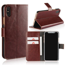 将图片加载到图库查看器，For iPhone X Case Cover for iPhone 8 7 6 6S Plus 5 5S 5SE Luxury PU Leather Flip Wallet Phone Cases Black Simple Card Holder With Magnetic Button Flip Leather Cover
