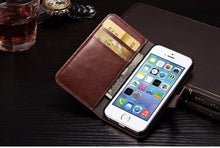 将图片加载到图库查看器，For iPhone X Case Cover for iPhone 8 7 6 6S Plus 5 5S 5SE Luxury PU Leather Flip Wallet Phone Cases Black Simple Card Holder With Magnetic Button Flip Leather Cover
